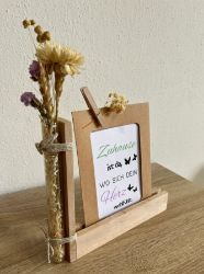 Bild von Foto- und Kartenhalter aus Buchenholz mit Blumenglas