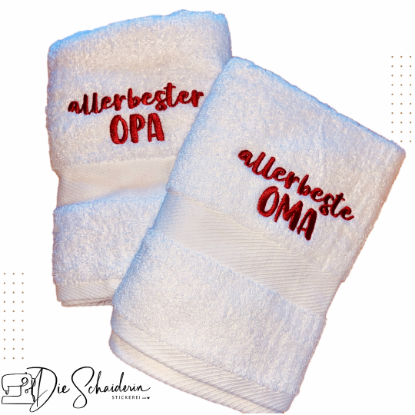Show details for Besticktes Handtuch-Set „Allerbeste Oma & Opa“ Picture of Besticktes Handtuch-Set „Allerbeste Oma & Opa“