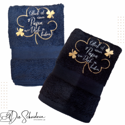 Show details for Besticktes Handtuch – „Glück ist, einen Papa wie dich zu haben“ Picture of Besticktes Handtuch – „Glück ist, einen Papa wie dich zu haben“